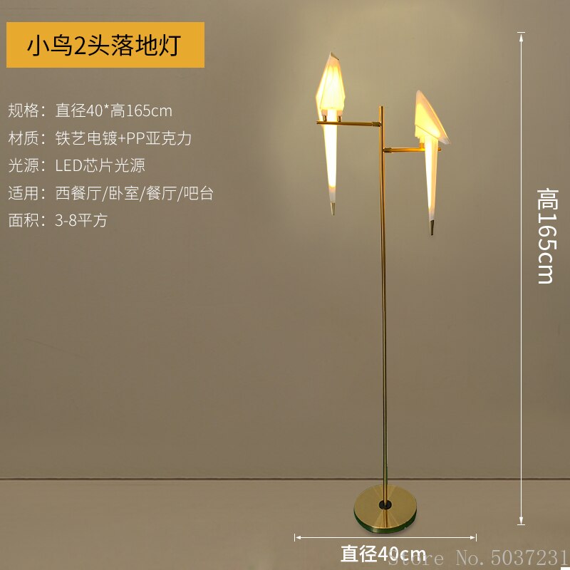 Nordic Acrylic Bird Floor Lamp for Living Room Luxury Paper Cranes Floor Ls Bedroom Paper Crane Lamp Bird Floor Lamp Fixture Led