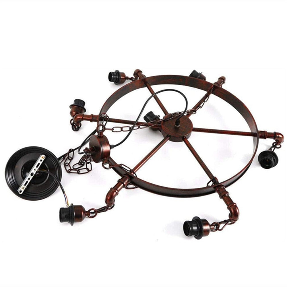 Industrial Chandelier Metal Bronze 7 Gear Steampunk Pendant Light