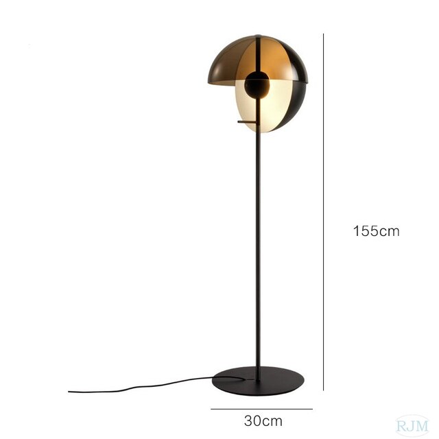Designer LED Theia Floor Lamp for Bedroom Living Room Glass Hemisphere Industrial Corner Lamp High-end Decor Desks Lighting