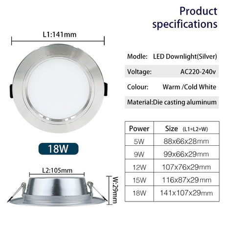 10pcs/lot  AC 220V 230V 240V Led Downlights 5W 9W 12W 15W 18W LED Ceiling Downlight Lamps Led Ceiling Lamp Home Indoor Lighting