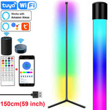 59 inch Corner Floor Lamp Dimmable APP Control Standing Lamps Remote LED RGB Light for Bedroom Decor Living Room Indoor Lighting