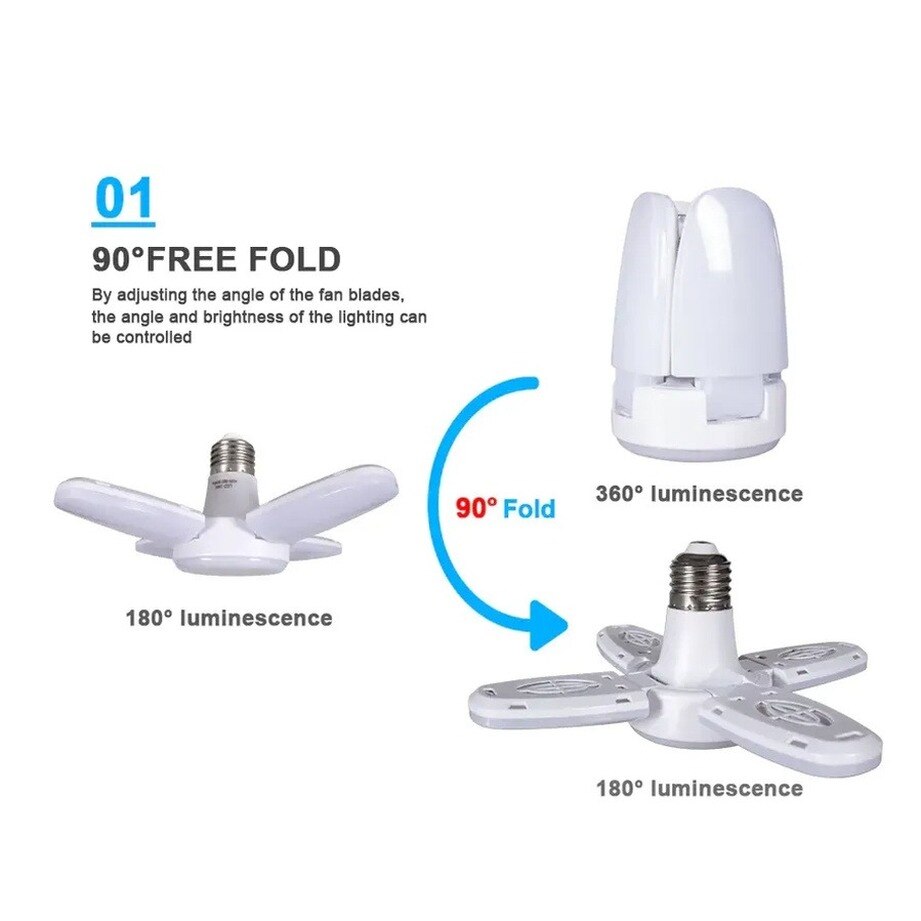 E27 AC220V LED 28W Bulb Fan Blade Timing Lamp Foldable Led Light Bulb Lampada Night Lights For Home Ceiling Light Lighting
