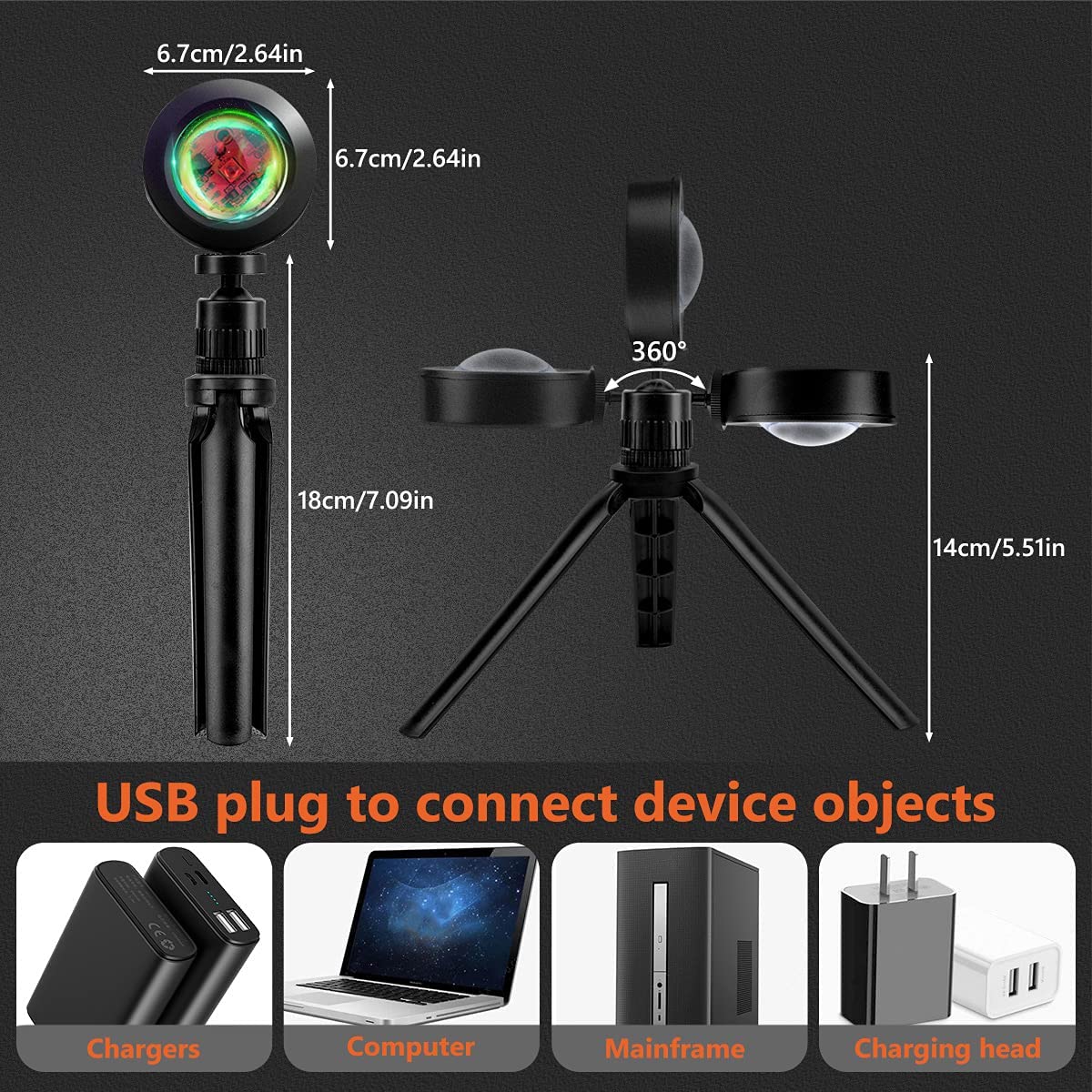 5V Atmosphere Night Light USB Mini Sunset Projection Lamp Live Beauty Background Wall Decoration Photography Room Decorate Light