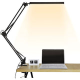 LED Desk Lamp with Clamp, Eye-Care Dimmable Reading Light, 3 Color Modes Swing Arm Lamp, USB Clip-on Table Lamp, Daylight Lamp