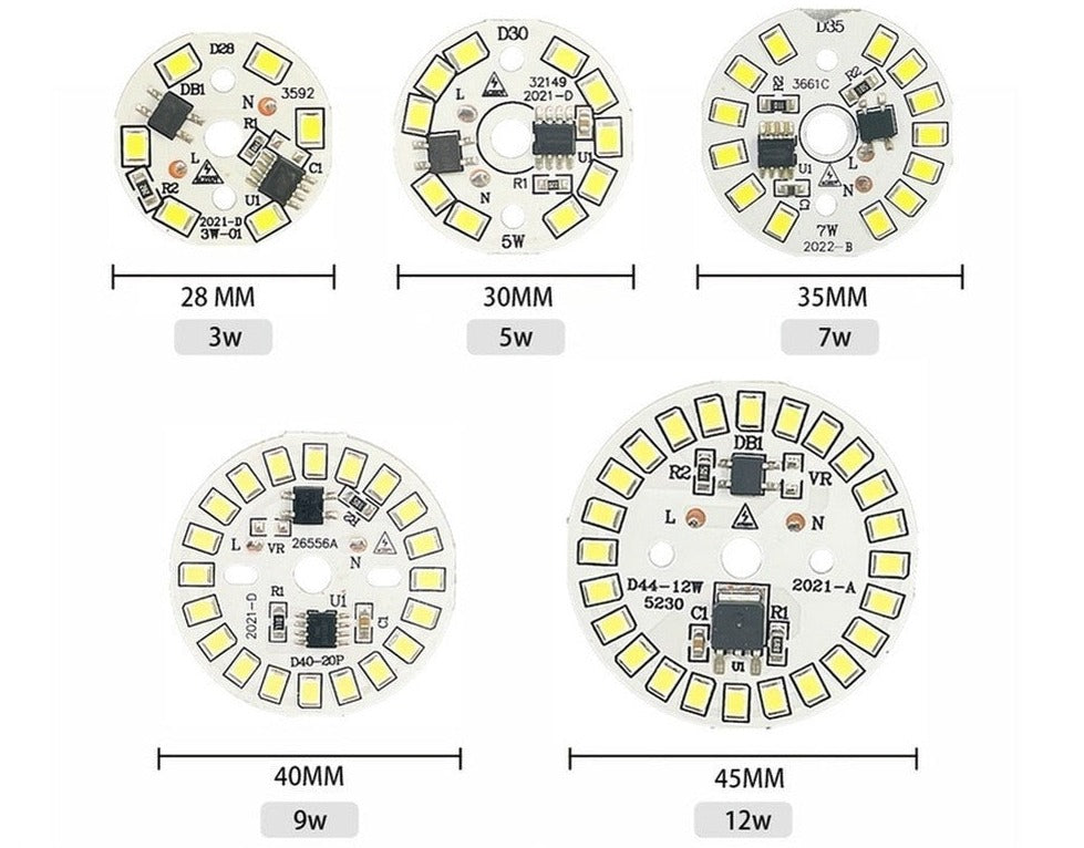 LED Bulb Patch Lamp SMD Plate Circular Module Light Source Plate For Bulb Light AC 220V-240V Led Downlight Chip Spotlight LED