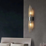 Clear Crystal LED Wall Lamp E14 Bulb Stainless Steel Wall Lights For Foyer Bedroom Aisle Dining Room Gold Black Sconces