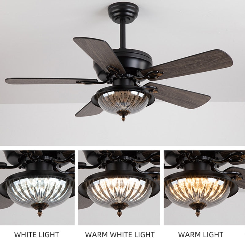 Outdoor Waterproof Sun Protection DC Motor 35W Ceiling Fans Glass House Courtyard Summer House Ceiling Fan Lighting