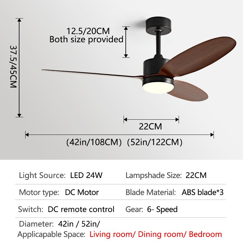 52Inch Fan lamp Modern Simple DC Ceiling Fan Lamp Restaurant Living Room Household use 110V 220V Remote Control Electric fan