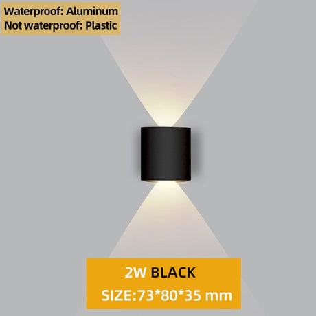 Up and Down LED Wall Lamp Waterproof IP65 Aluminum Interior Wall Light For Bedroom Living Room Corridor Indoor Outdoor Lighting