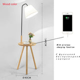Modern Smart Wireless Charging Wood Floor Lamp For Living Room Bedroom Reading Study Lighting Tea Table Corner Standing Light