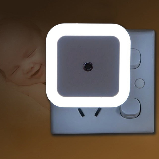 Mini LED Night Light EU/US Plug-in Dusk to Dawn Sensor Wall Nights Lamp Square for Bedroom Hallway Stairs Corridor 110V 220V