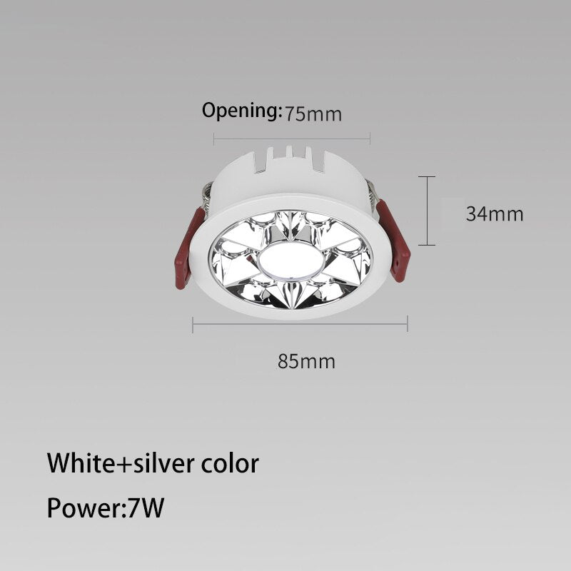 Led Spotlights Round Downlight Recessed Ultra-thin Grille Lamp Aluminum Ceiling Spot Light 7W 12W 18W 24W 36W Foco Lighting