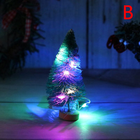 1Pc Cute Mini LED Christmas Tree Lamp Night Light Colorful LED Fiber Optic Nightlight Kid Xmas Decoration Gift Luminous Light