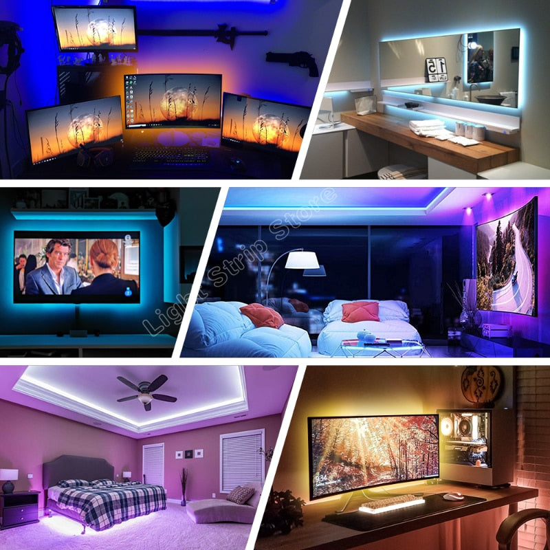 RGB LED Light Strip USB 5050SMD Rgb Light Tape Flexible Leds Light Strip Tape Wall Bedroom Decor TV BackLight DIY APP Control