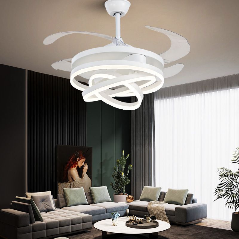Modern 2023 Ceiling Fan Remote Control With Lights Silent Rechargeable Fan Ventilator Fans Lamp for Dining Room Living Room