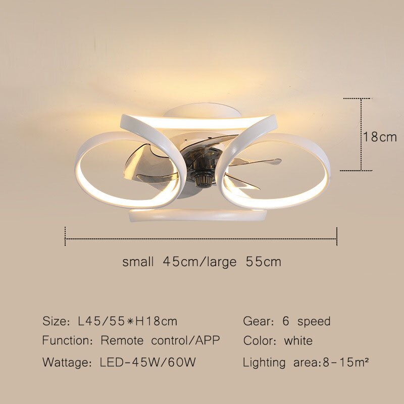 Modern Led Lamp Ceiling Fan Light Chandelier Remote Control Ceiling Fans with Light Nordic Bedroom Dining Room Indoor Lighting