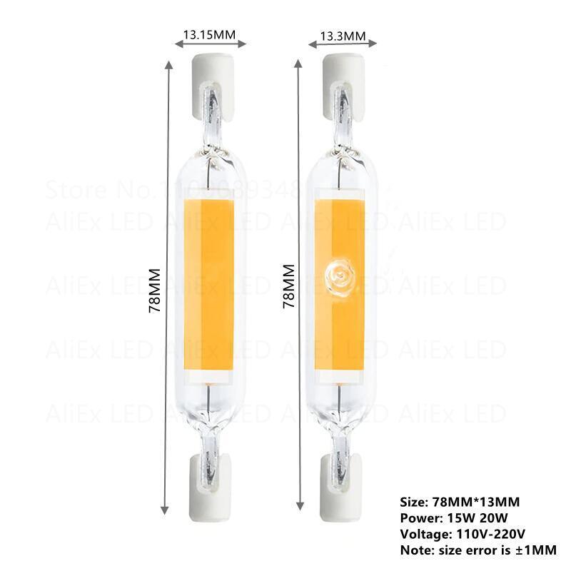 High Power LED R7s COB Glass Tube 118mm J118 78mm J78 COB Light Bulb AC1110V 120V 130V 220V 230V 240V Home Replace Halogen Lamp