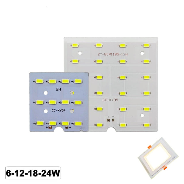 1Pcs LED PCB 6W 12W 18W LED Downlight Aluminum Plate Lighting Heatsink SMD5730 110lm/W Square Light Source For Panel Lamps