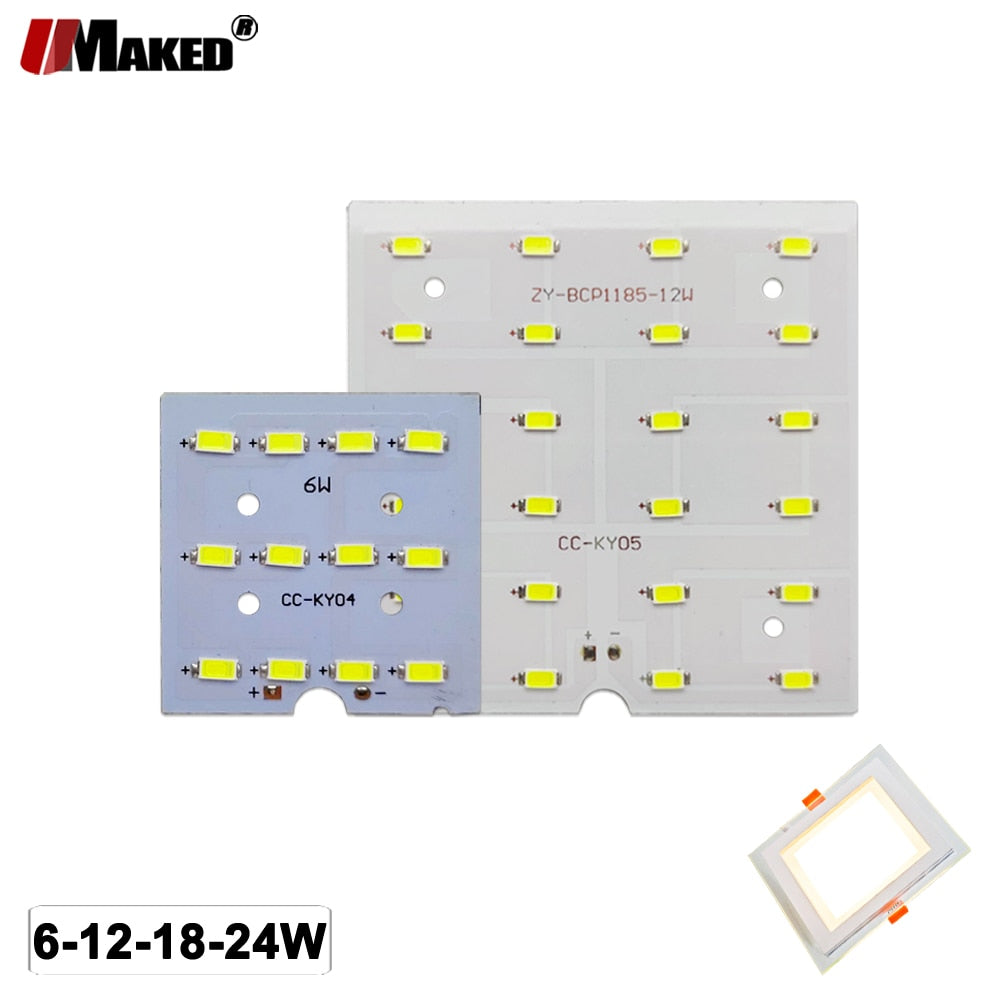 1Pcs LED PCB 6W 12W 18W LED Downlight Aluminum Plate Lighting Heatsink SMD5730 110lm/W Square Light Source For Panel Lamps