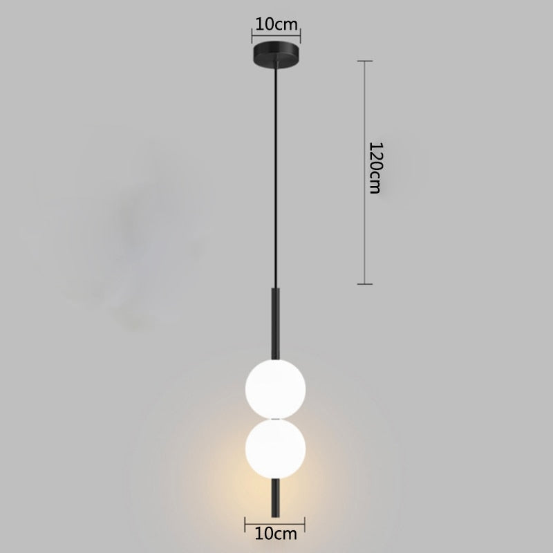 Simple glass ball pendant lights Nordic bedroom bedside long line hanging lamp modern restaurant decor lamp