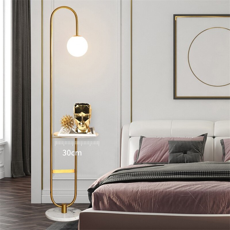 Nordic Led Floor Lamp Iron Marble Standing Lamp with Round Tea Table Art Deco Floor Lamps Living Room Corner Sofa Floor Lights