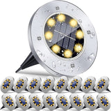 8 LED Solar Garden Lights Outdoor Patio Disk Buried Lights In-Ground Landscape Lighting For Lawn Patio Pathway Yard Deck Walkway