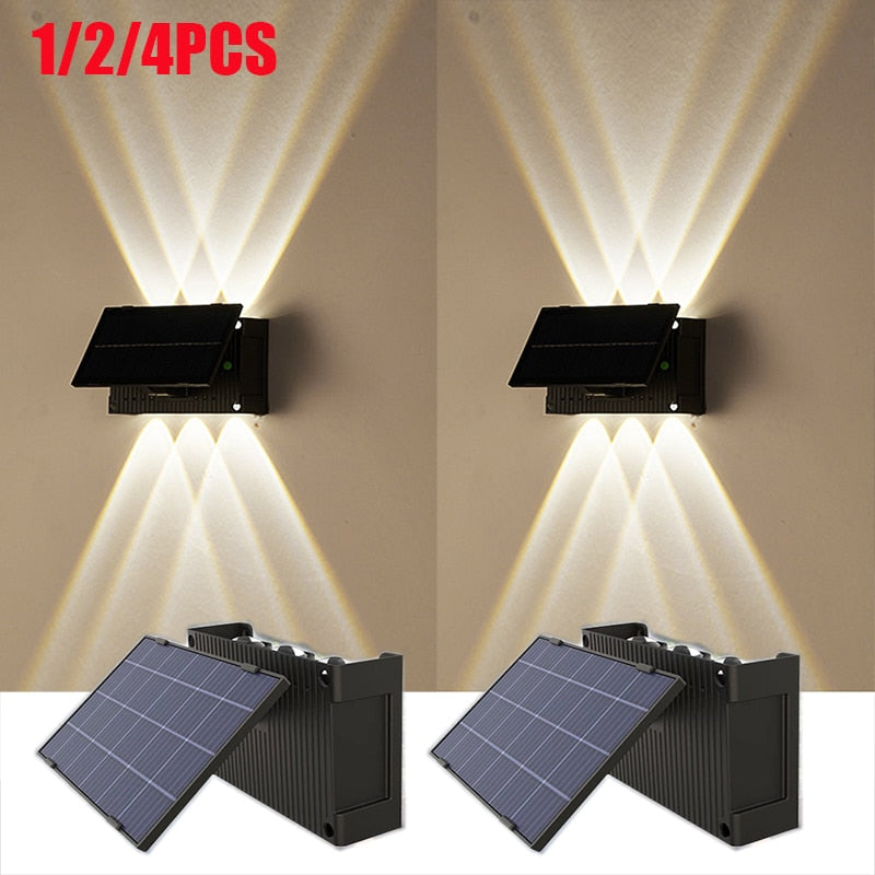 Solar LED Light Outdoor Wall Lamp Waterproof Up Down Luminous Lights Decor Garden External Sconce Fence Porch Solar Lamp