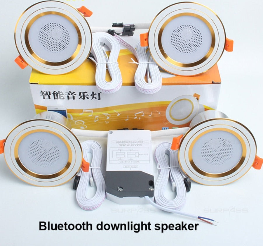 LED Smart Music Lamp Intelligent Background Music Light Ceiling Speakers With Adjusted Lights Smart Bluetooth Downlight Speaker
