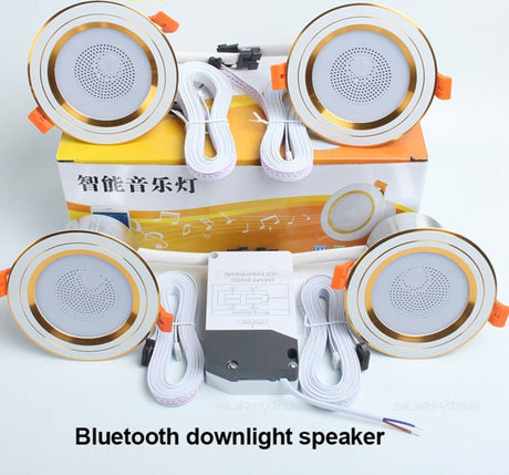 LED Smart Music Lamp Intelligent Background Music Light Ceiling Speakers With Adjusted Lights Smart Bluetooth Downlight Speaker