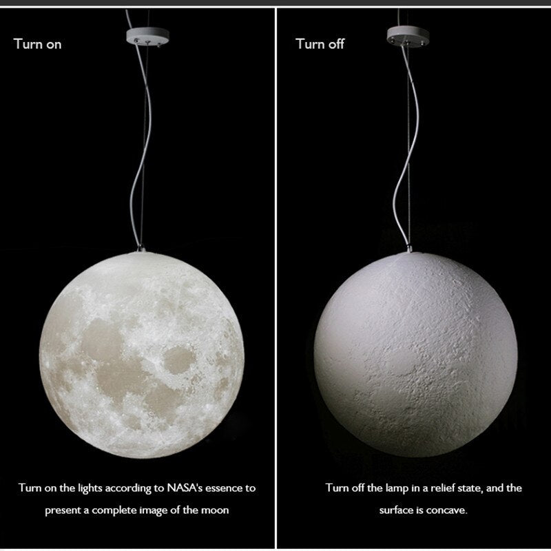 Novelty Creative Pendant Light 3D Print Moon Atmosphere Chandeliers Restaurant Bar Living Dining Room Lamp Suspension Luminaire