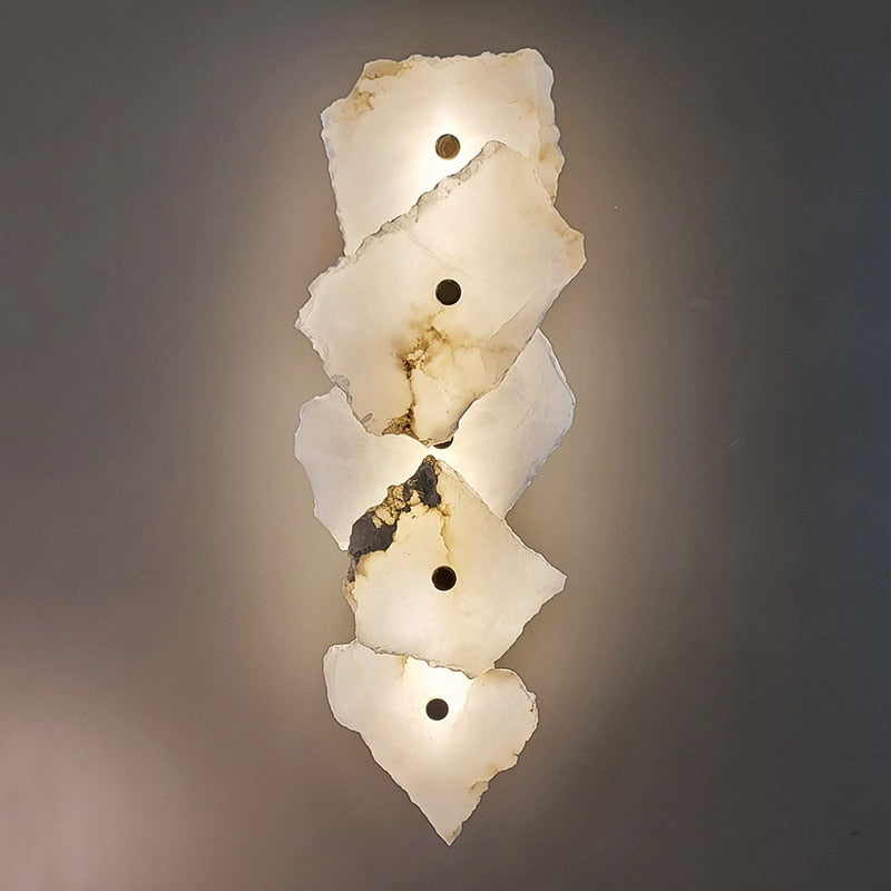 Natural Marble LED Wall Lamp Copper Luxury Novelty Lighting Sconce For Bedroom Living Dining Room Wall Decors Modern Art Design