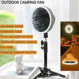 Upgrade 10000mAh Camping Fan With Retractable Tripod Portable Ceiling&amp;Floor Fan with Power Bank LED Lighting USB Electric Fan