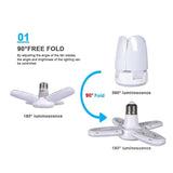 E27 LED Bulb Fan Blade Timing Lamp AC85-265V 28W Foldable Led Light Bulb Lampada For Home Ceiling Light Small Garage Light