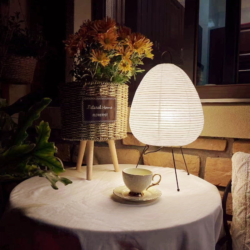 Japanese Rice Paper Lamp Akari Wabi-sabi Yong Table Lamp Noguchi Design Bedside Lamp 3 Colour Dimmable Eye-Protection Desk Light