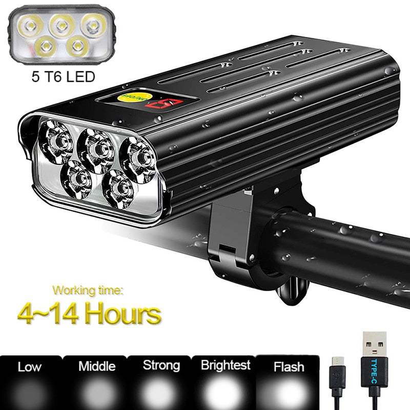 10000 MAH Battery Bike Lamp 5000LM Bright USB Charging Front Handlebar Headlight 2 LED/3 LED/5 LED/8 LED Bike Light for Cycling