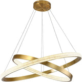 Modern 2 LED Circular Rings Crystal Pendent Light 3000K Single Color for Living Room