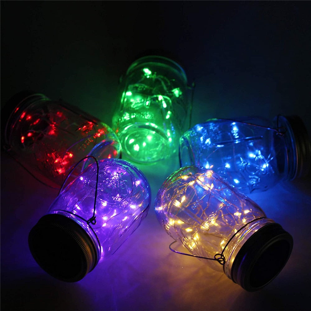 Solar Mason Jar Lid Lights Outdoor Waterproof Hanging Mason Jar Lights Christmas Lights for Garden Patio Porch Lawn Decoration