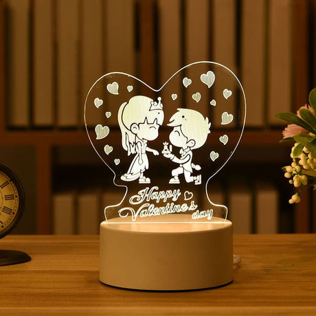 Romantic Love 3D Acrylic Led Lamp for Home Children's Night Light Table Lamp Birthday Party Decors Valentine's Day Bedside Lamp