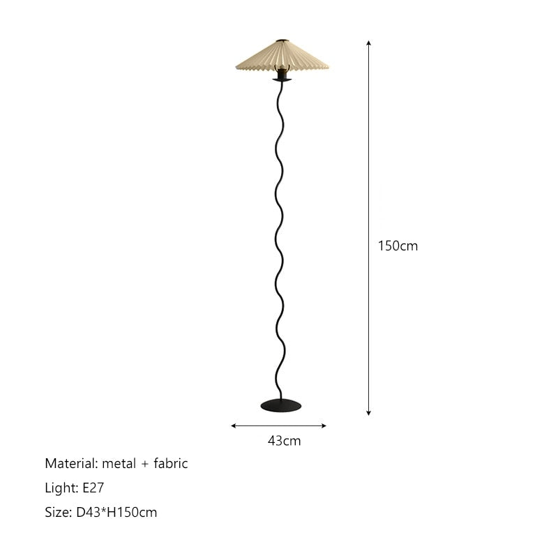 Nordic Minimalist Pleated Fabric Led Floor Lamp Living Room Home Decor Sofa Corner Standing Table Light Bedroom Bedside Lamp