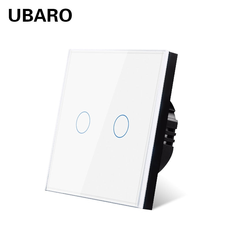 UBARO EU/UK Standard Crystal Tempered Glass Wall Panel Light Touch Switch Led Indicator Sensor Electrical Button 1/2/3Gang 220V