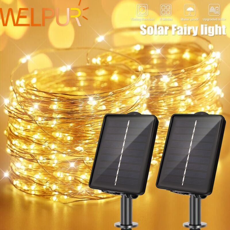 LED Outdoor Solar Lamp String Lights timing 200/300 LEDs Fairy Holiday Christmas Party Garland Solar Garden Waterproof