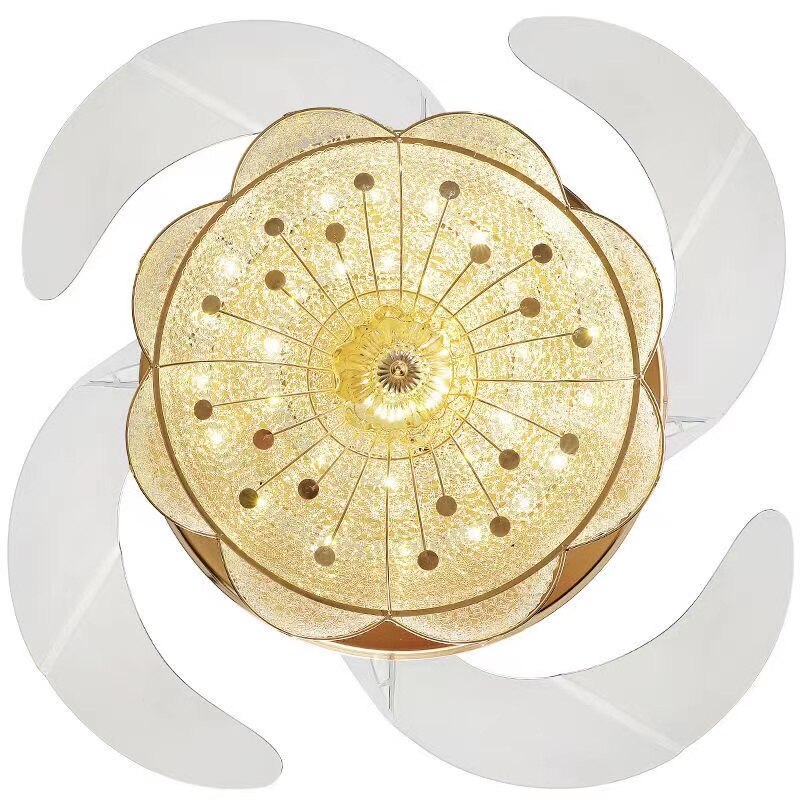 New American Restaurant Ceiling Fan Lamp Rural Retro European Style Leaf Living Room Fan Lamp Crystal Led Luxury Gold Fans