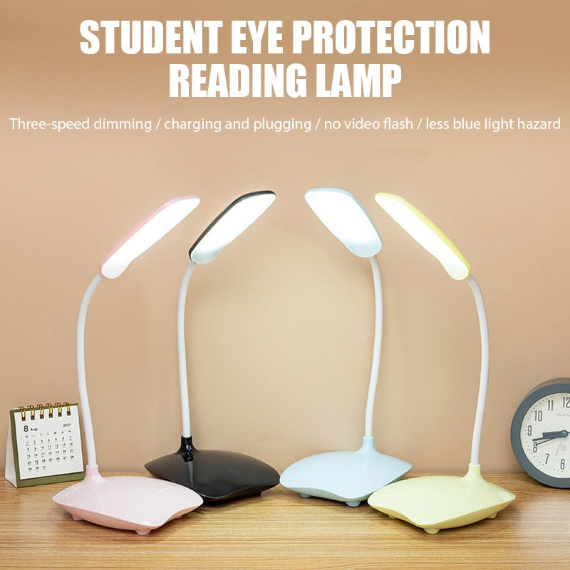 Led Desk Lamp USB Powered Table Light Touch Dimming Portable Lamp 3 Color Stepless Dimmable Eye Protection Bedroom Bedside Lamp