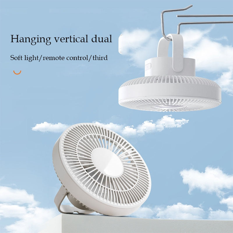Xiaomi Summer Air Cooler Fan with LED Lamp Remote Control Rechargeable USB Power Bank Ceiling Fan 3 Gear Wall Ventilador