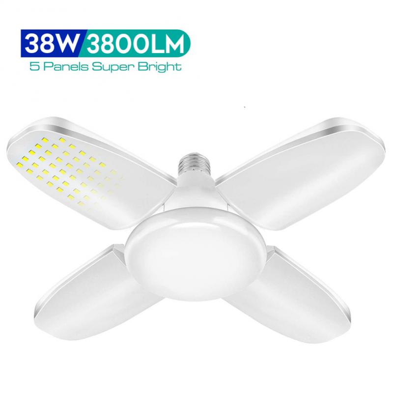 E27 LED Garage Light 38W 85-265V Home Ceiling Lamps Deformable Fan Blade Light Energy Saving Garage Lamp Industrial Lighting