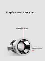 Led Spots Light Recessed Round Spotlights COB Mini Small Ceiling Lamp Adjustable Angle Narrow Border Foco Opening 55mm Lighting