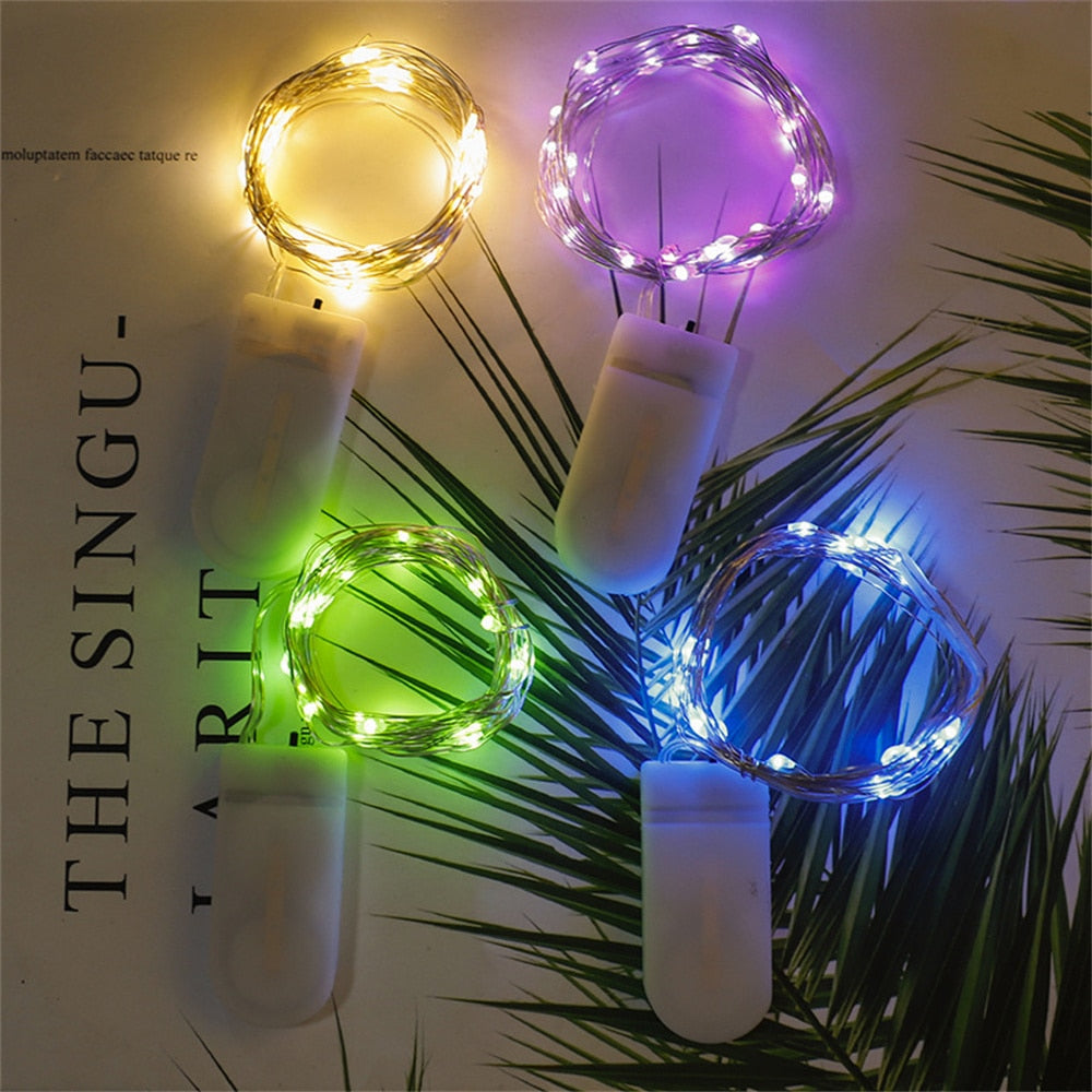 LED Fairy Copper Wire String Lights CR2032 Battery Mini 1m 2m 3m 5m Garland Lights String for Home Party Gift Wedding Decoration