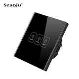 Szaoju Touch Switch EU Standard White Crystal Glass Panel Light Switch AC110-220V Switch 1/2/3 Gang 1 Way Wall Lamp TOUCH SWITCH