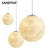 Novelty Creative Pendant Light 3D Print Moon Atmosphere Chandeliers Restaurant Bar Living Dining Room Lamp Suspension Luminaire