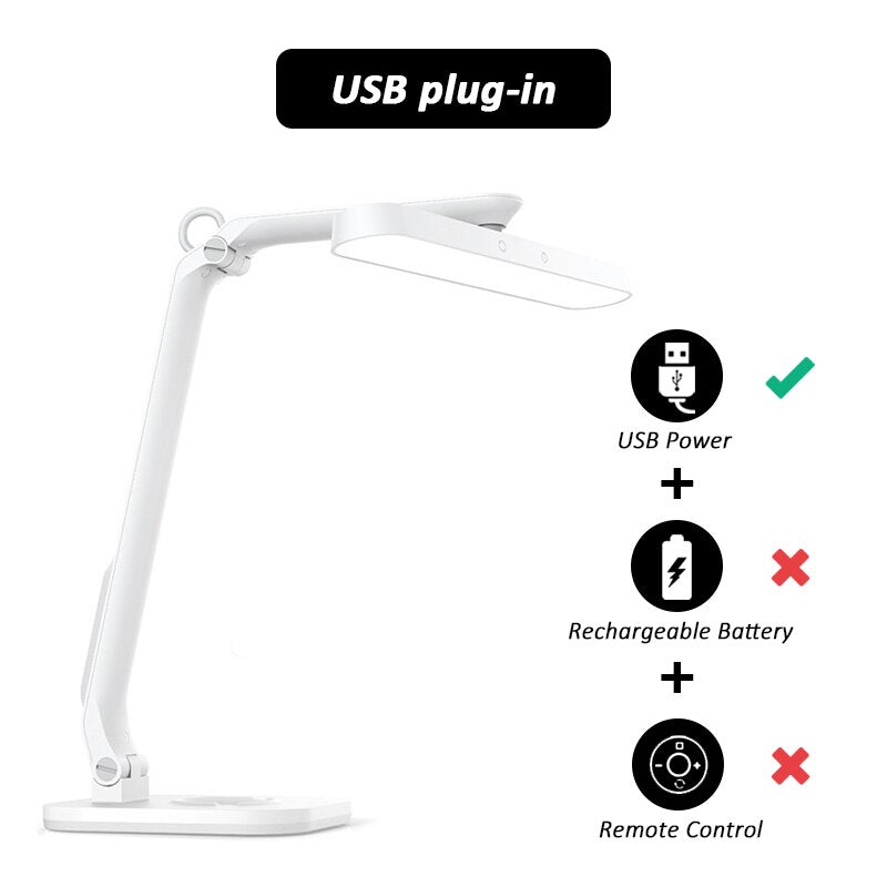 Remote Control Adjustable LED Desk Lamp Eye-Caring Office Light Rechargeable Touch Control Stepless Dimming Reading Table Lights